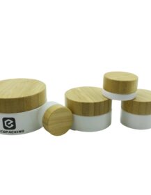 Eco Friendly Cosmetics Container Jar with Bamboo Lid for Cosmetics Packaging