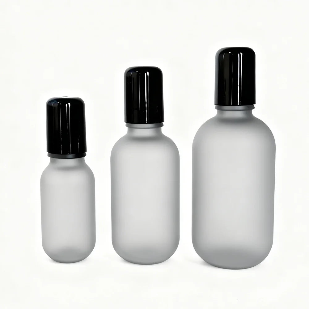 Wholesale Black Frosted Deodorant Glass Roll on Bottle 10ml 30ml 50ml Refillable Roller Ball Packaging for Essential Oils - 图片 5