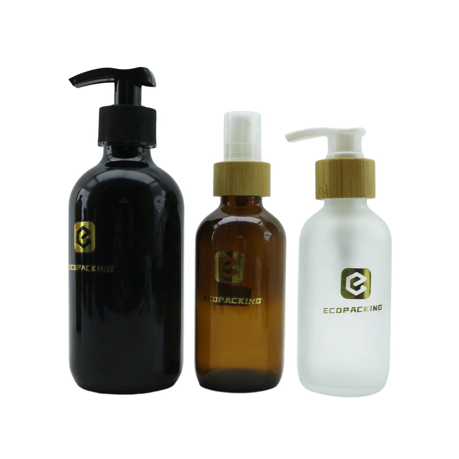 1oz 2oz 4oz 8oz 16oz Stock Amber Brown boston Round Glass Spray Dropper Pump Bottle for Cosmetic Oil Cleanser Shampoo - 图片 4