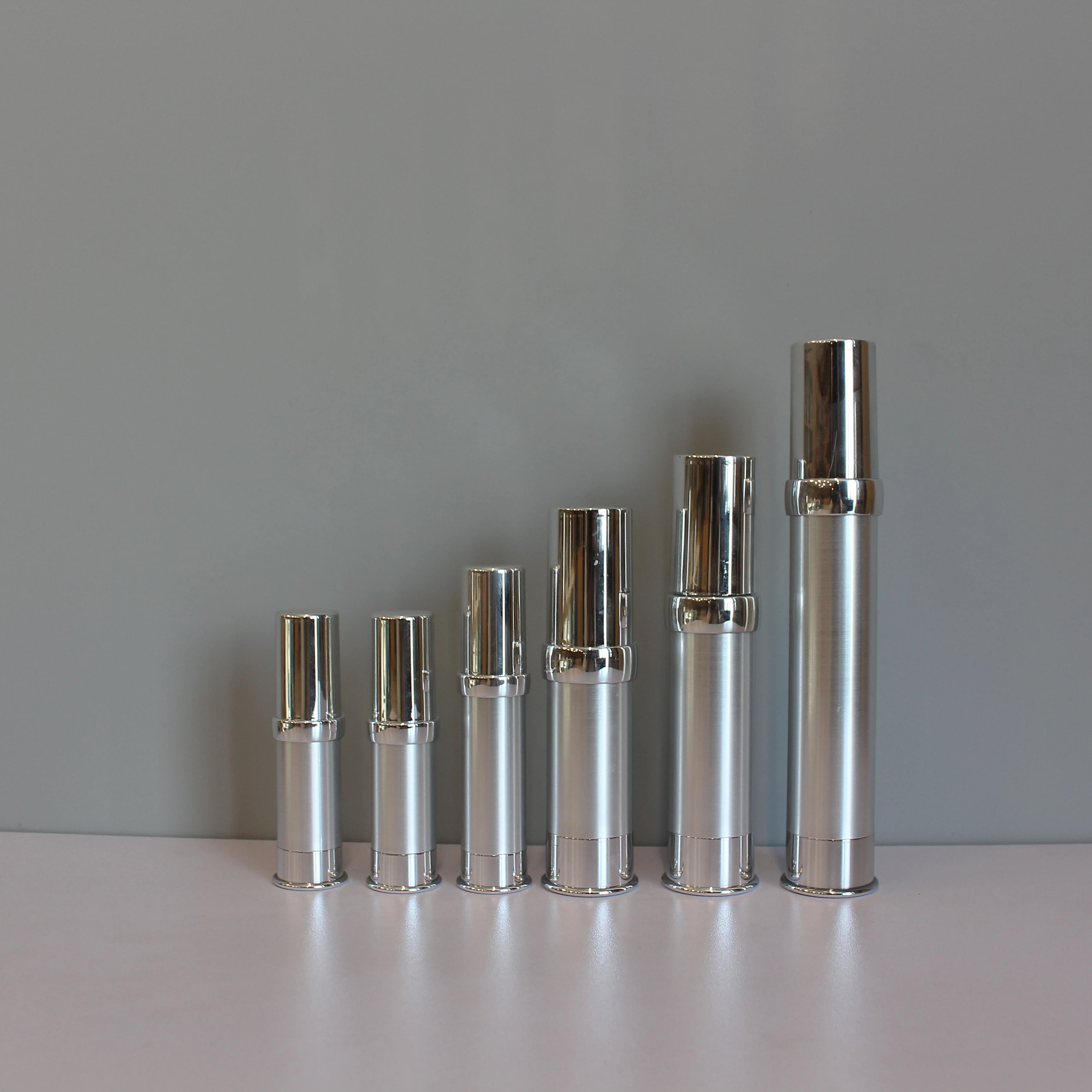 Luxury 5ml 10ml 15ml 20ml 30ml 50ml 80ml 100ml 120ml 150ml Cosmetic Cream Aluminum Silver Airless Pump Bottle for Lotion - 图片 3