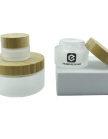 5g 15g 30g 50g 100g Cosmetic Glass Jar Face Cream Frost Glass Jar with Bamboo Lid