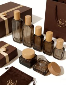 Luxury Bamboo Lid 30g 50g Cream Jar 30ml 50ml 100ml 120ml Empty Glass Bottle Lotion Glass Pump Bottle
