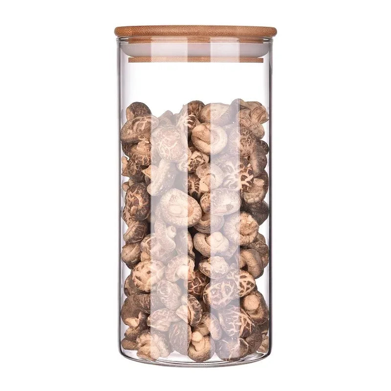 High Borosilicate Heat Resistant Airtight Food Spice Glass Storage Jar Container with Bamboo Lid R888 - 图片 6