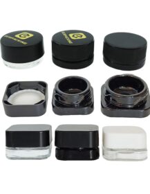 3g 5g 7g 9g Square Round Clear Black White Concentrate Glass Jar Container with Childproof Lid for Eye Cream Extract Wax B888