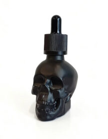 1oz Glass Dropper Bottles 30ml Small Frosted Black Skull Glass Dropper Bottle for Beard Oil