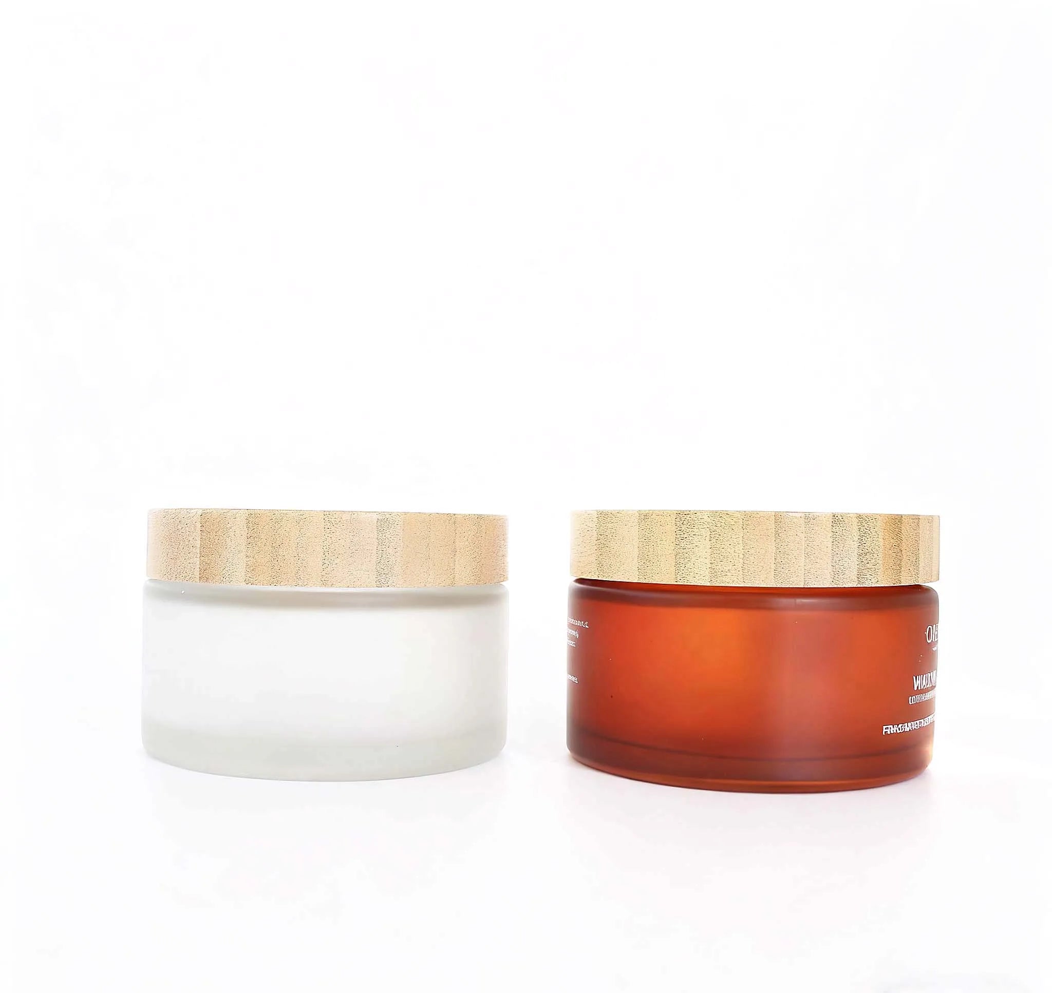 Natural Wide Mouth Cosmetic Body Cream 200ml Frosted Glass Cosmetic Jar with Bamboo Lid - 图片 3