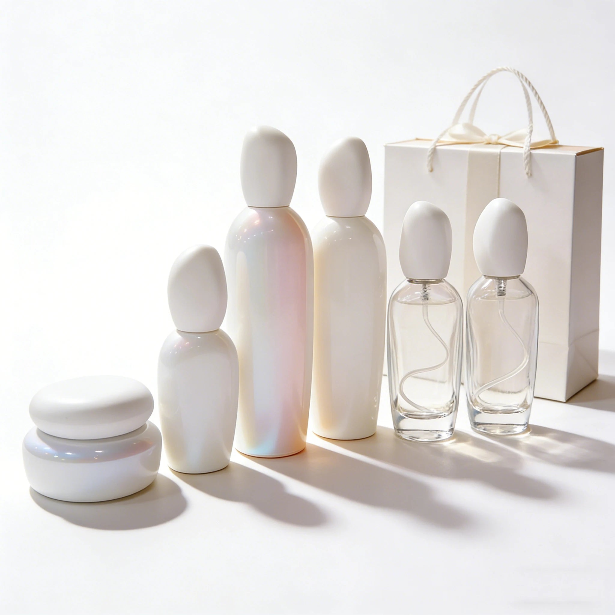 Luxury Glass Body Serum Bottle 50g Eye Cream Glass Jar with Screw Cap Silk Screen & Hot Stamping Printing Cosmetic Packaging - 图片 7