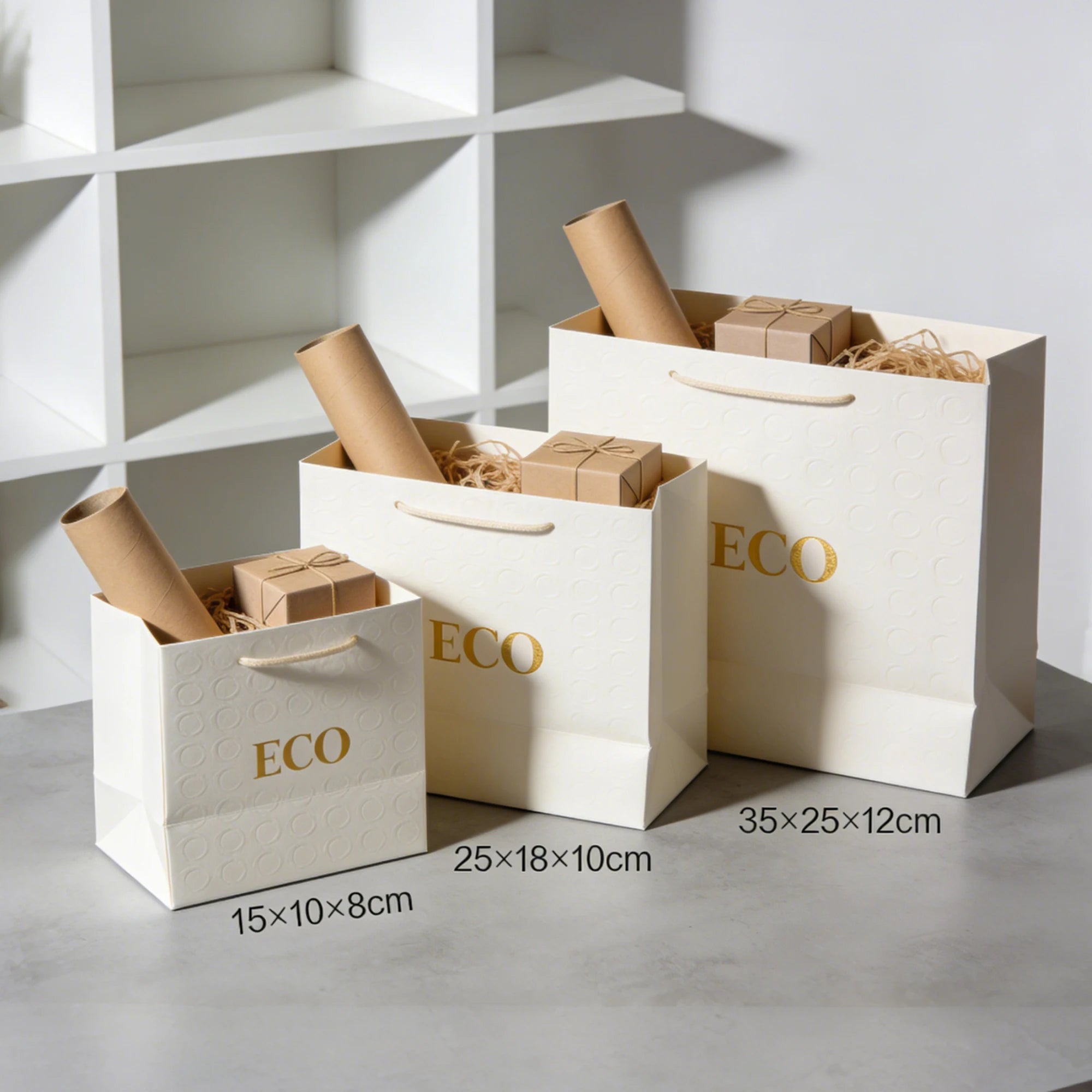 Biodegradable Recycled Paperboard Bag Eco-Friendly Custom Logo Supermarket Grocery Cosmetic Jewelry Packaging Gift Wrapping - 图片 3