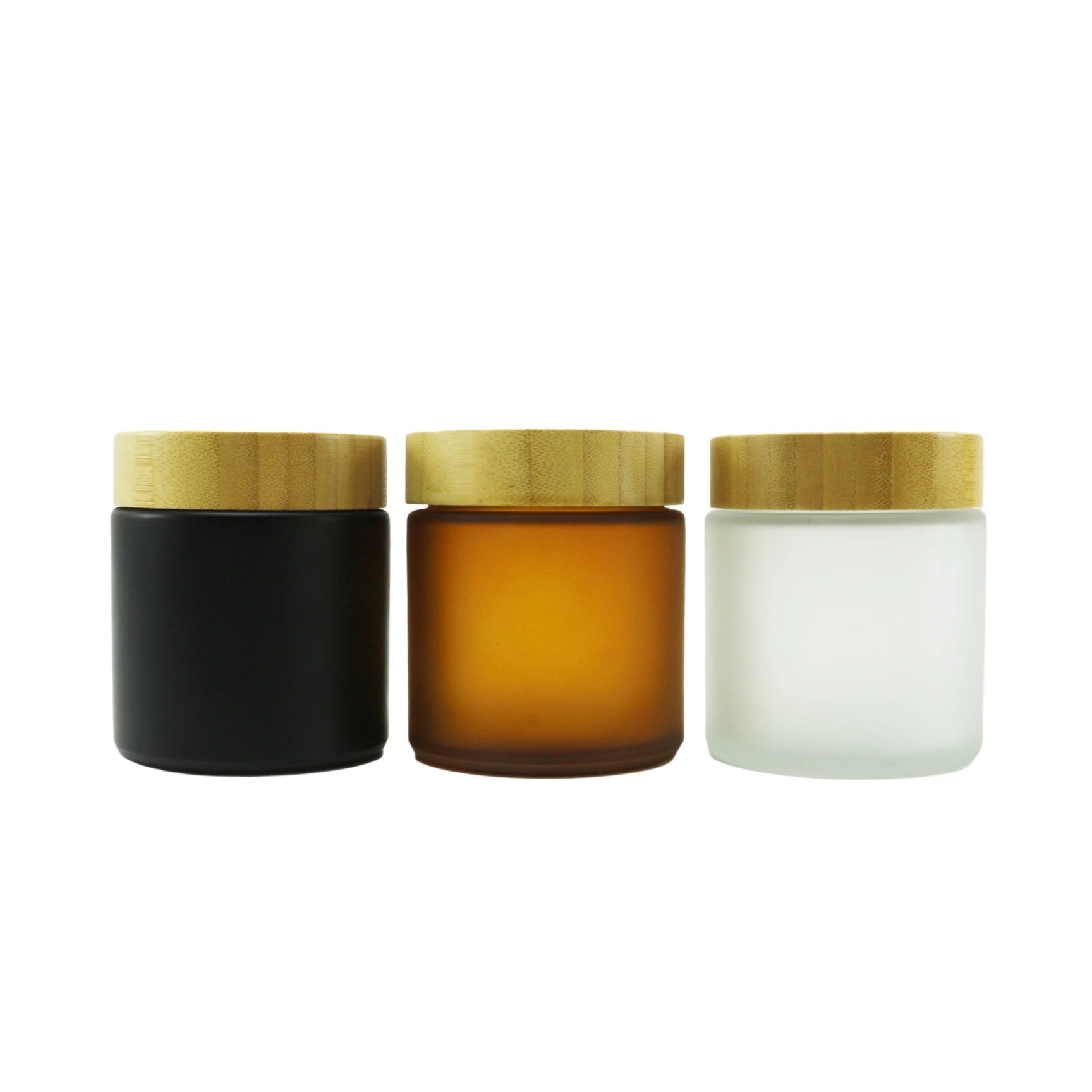 Friendly Amber Black White Clear 8 oz Cosmetic Glass Jar with Bamboo Lid 250ml - 图片 2