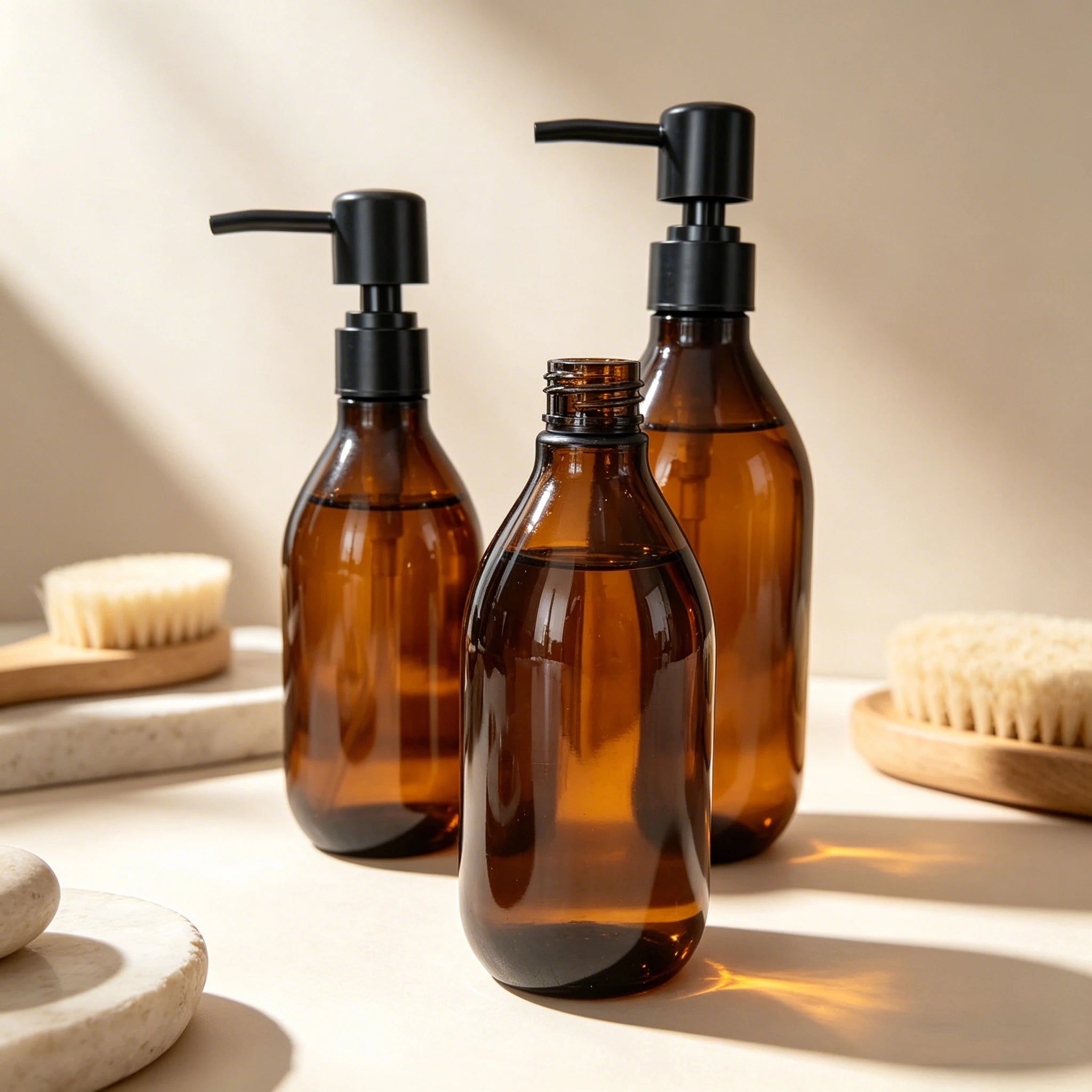 Custom Logo Bathroom 300ml 500ml Amber Black Plastic Foam Soap Pump Dispenser Bottles Conditioner Bottle - 图片 4