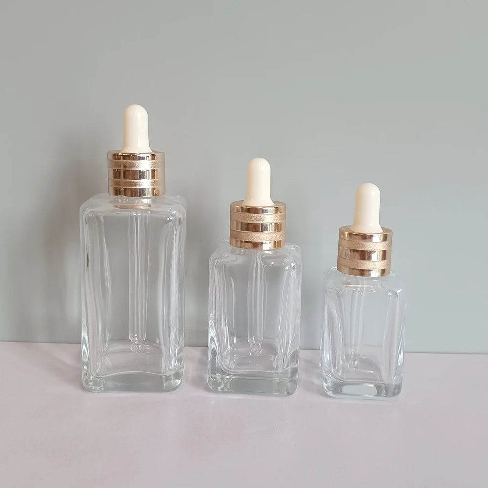 Square Custom Thick Bottom Essential Oil Bottle Empty clear Glass Dropper Bottle 100ml 75ml 50ml 30ml for Oil Serum Packing - 图片 3