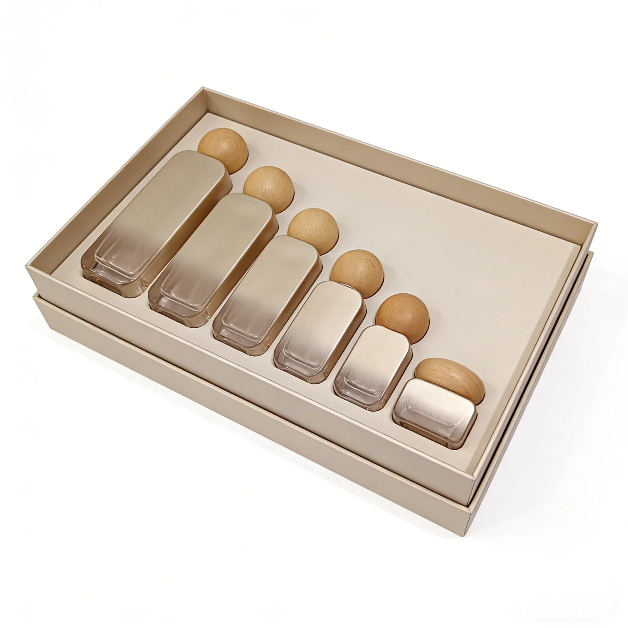 New Skincare Product Packaging Gradient Glass Bottle with Pump 30ml 50ml 100ml 30g 50g Cream Essence Set Glass Dispensing Bottle