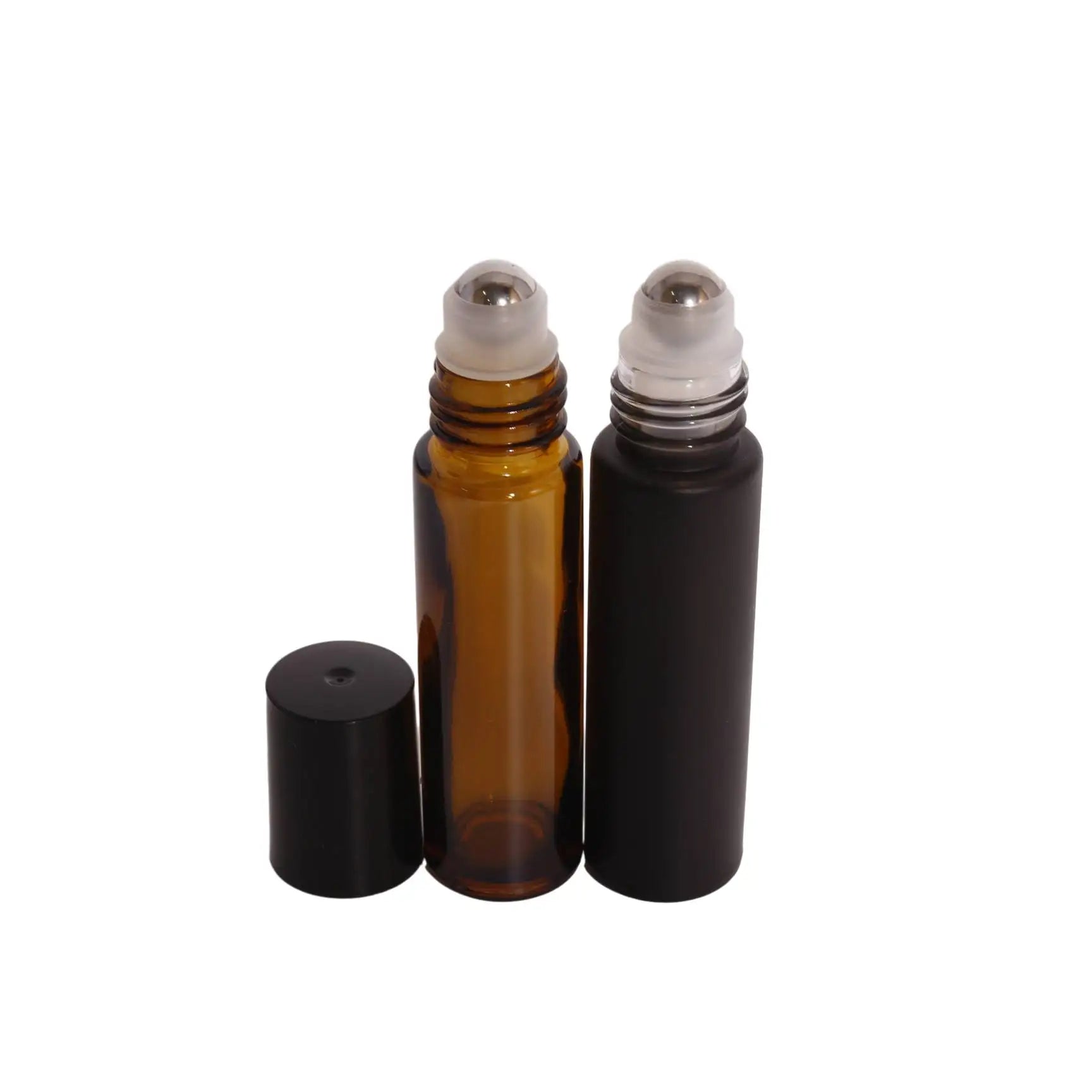 Essential Oil Roll on Glass Bottle Amber Roller Bottle with Black Lid 10ml - 图片 3