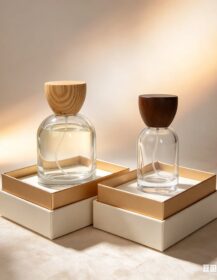OEM Custom Luxury Empty 30ml 50ml 100ml Cosmetic Perfume Oil Glass Bottle with Fine Mist Sprayer Wooden Lid