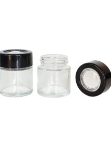 1oz 2oz 3oz clear Smell Proof Childproof Glass Stash Jar Magnifier Lid for Dry Flower Packaging Empty Container