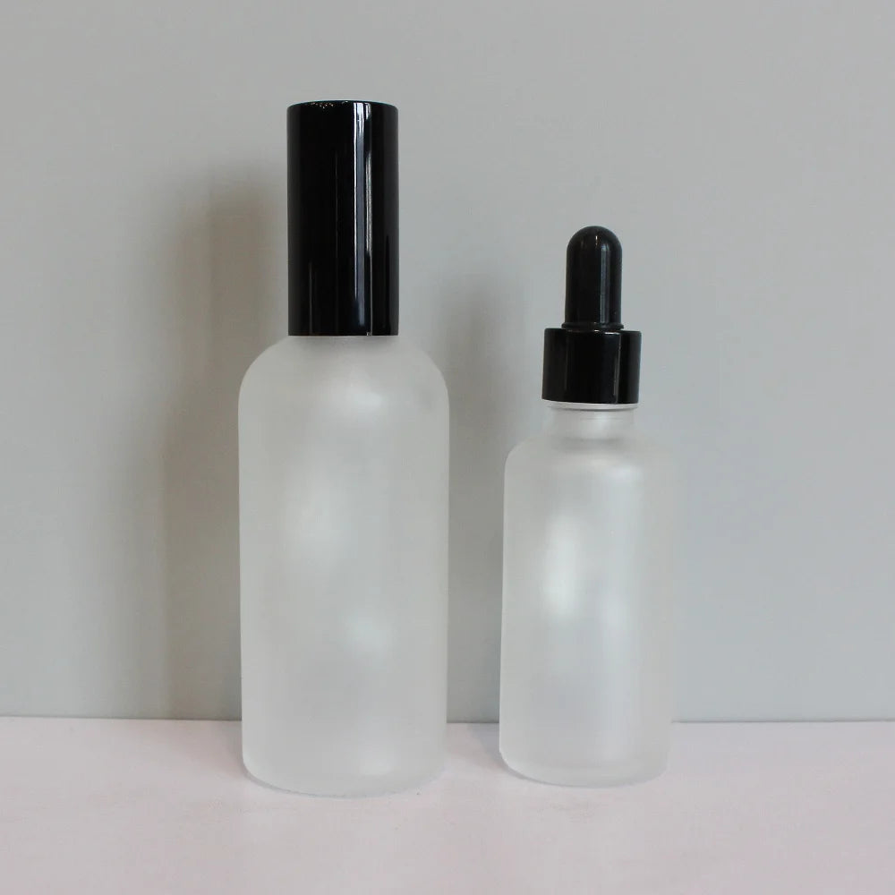 Wholesale Custom 30ml 60ml 100ml 120ml 2oz 4oz Frosted Round Boston Perfume Glass Essential Oil Dropper Bottle With Lids - 图片 4