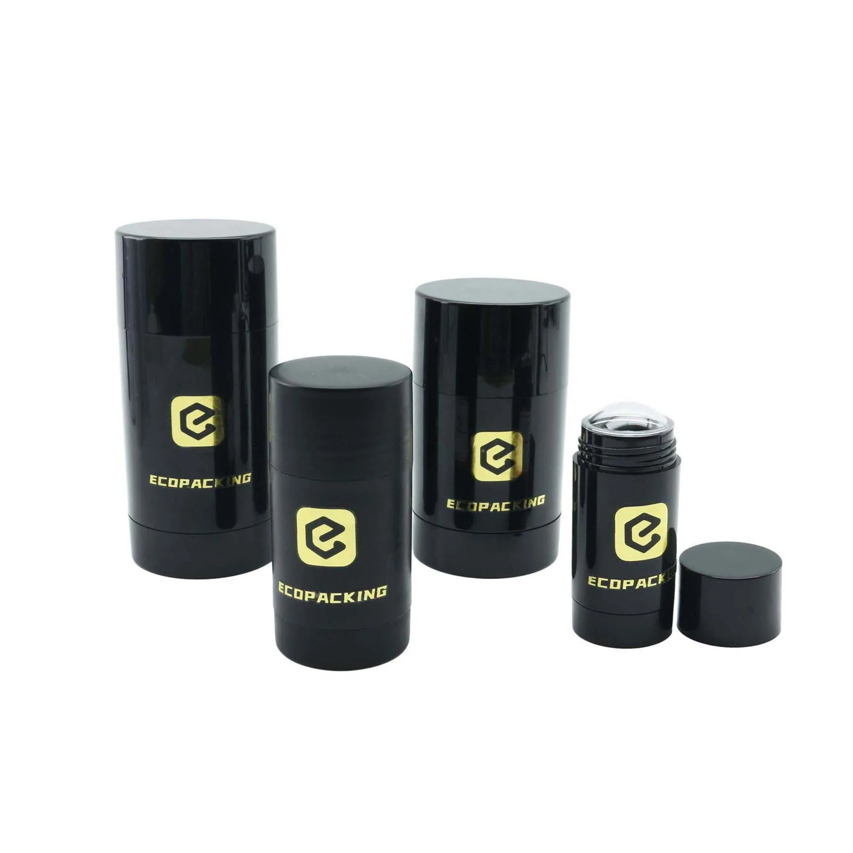 Glossy Black White 50ml 50g Empty Plastic Deodorant Stick Container Bottom Design for Skin Care - 图片 3