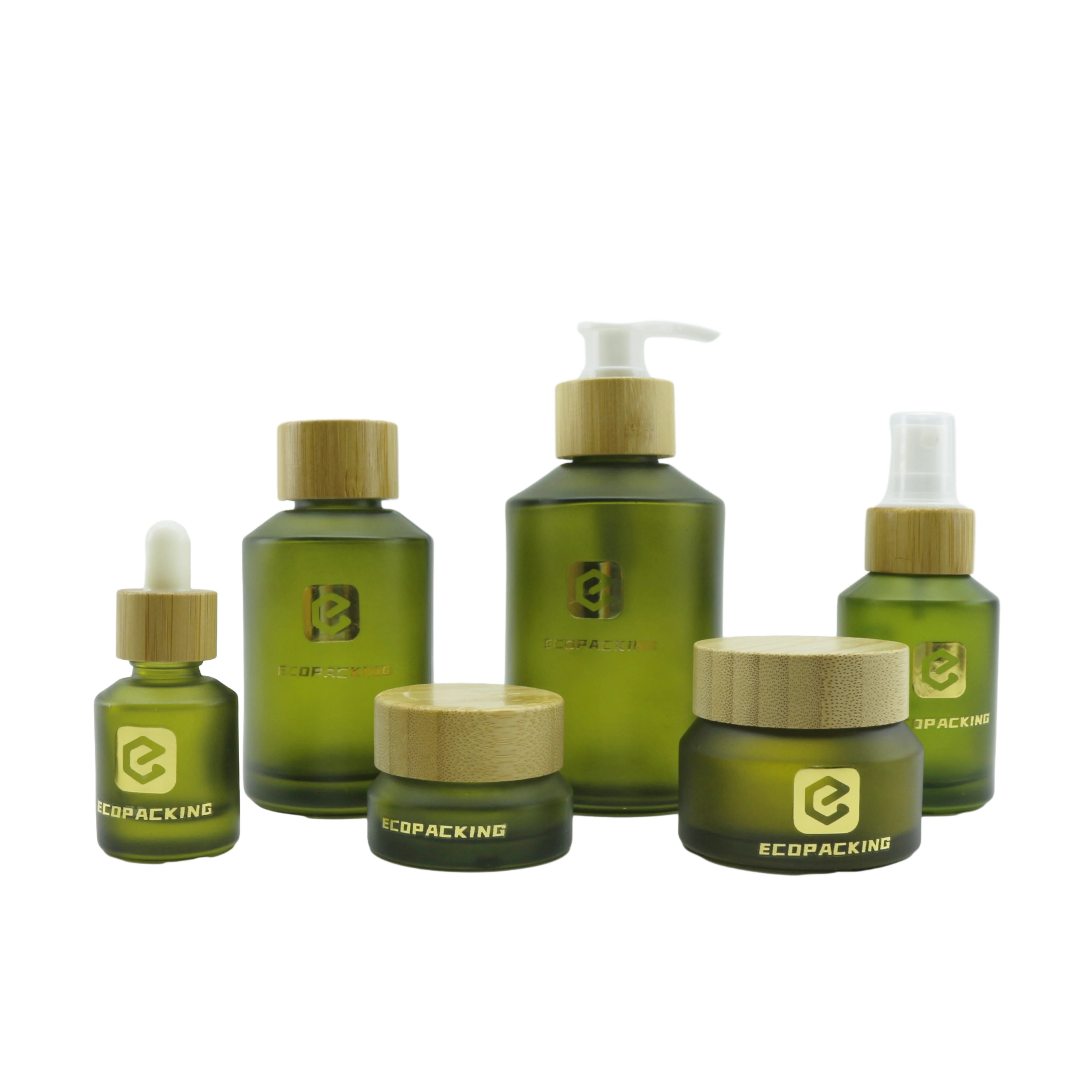 Luxury Slanted Shoulder Glass Dropper Bottle Cosmetic Packaging Oil Serum Cosmetic Glass Pump Bottles Jars Set for Skincare - 图片 6