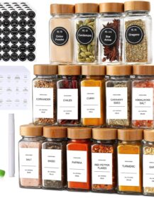 Eco Friendly 120ml Household Seasoning Jar Kitchen Storage Bottles Glass Spice Jars with Bamboo Lid