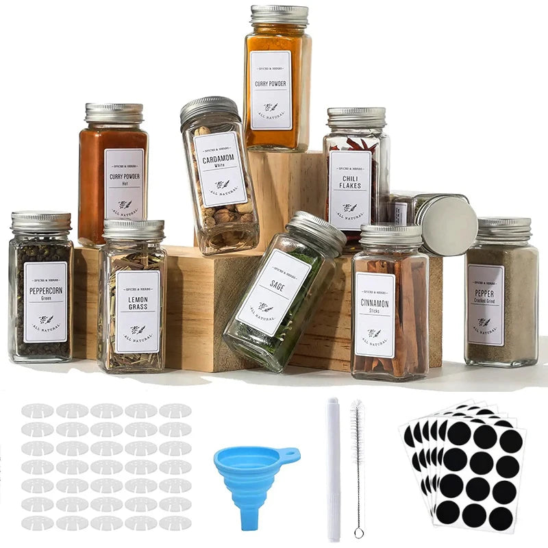Camping Seasoning Jar Set for Spice 12pcs 24pcs Kitchen Glass Spice Jar Set 120ml Glass Spice Jar Set