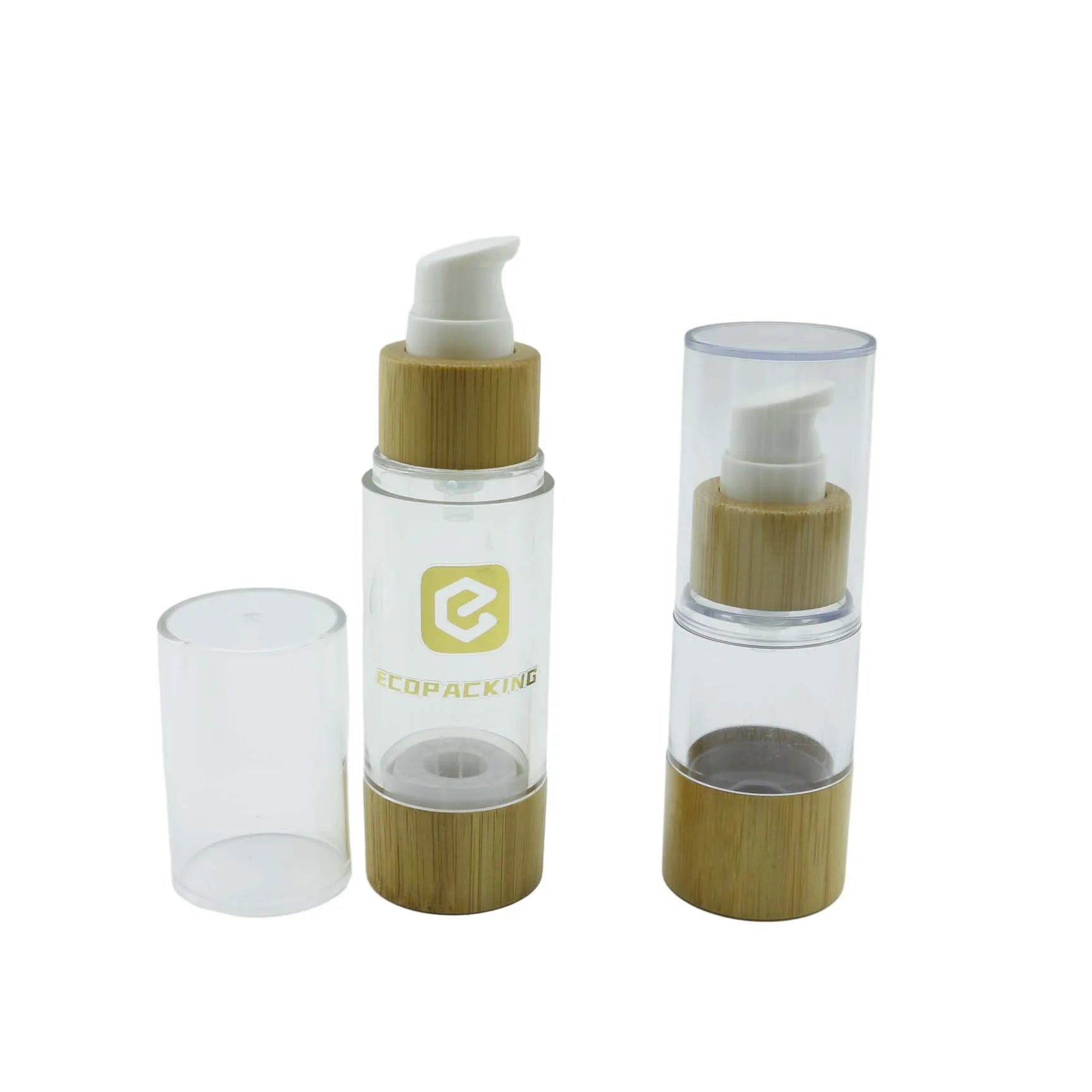 15ml 30ml 50ml 100ml 120ml Bamboo Jar Airless Pump with for Cap Custom Print for Shampoo/Skin Care Serum/Lotion Cream - 图片 6