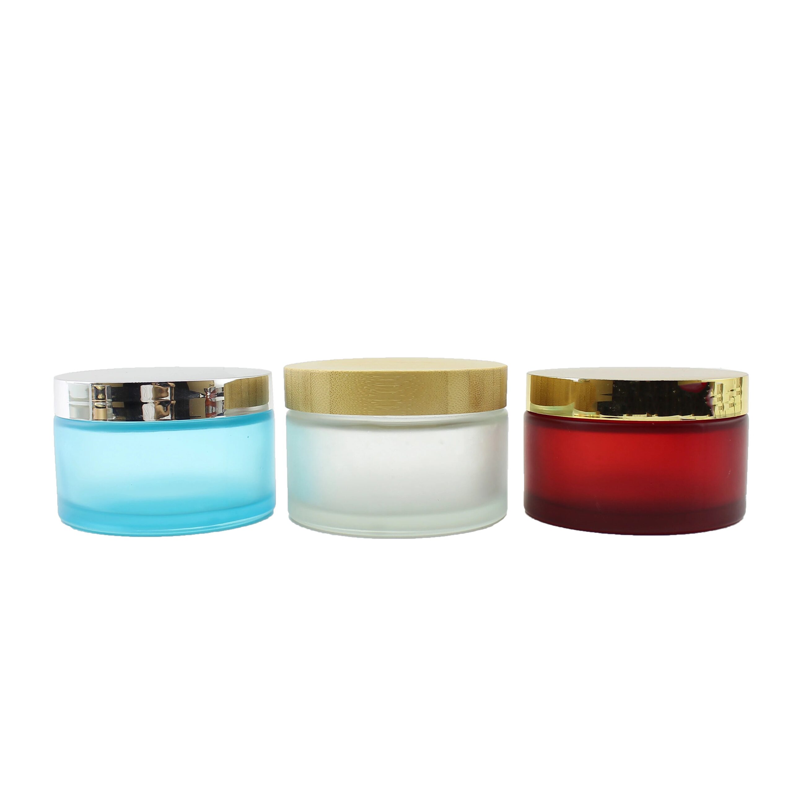 Natural Round Glass Cosmetic Cream Jars With Wood Cap 200ml Bamboo Top for Scrub Cosmetic Jar - 图片 2