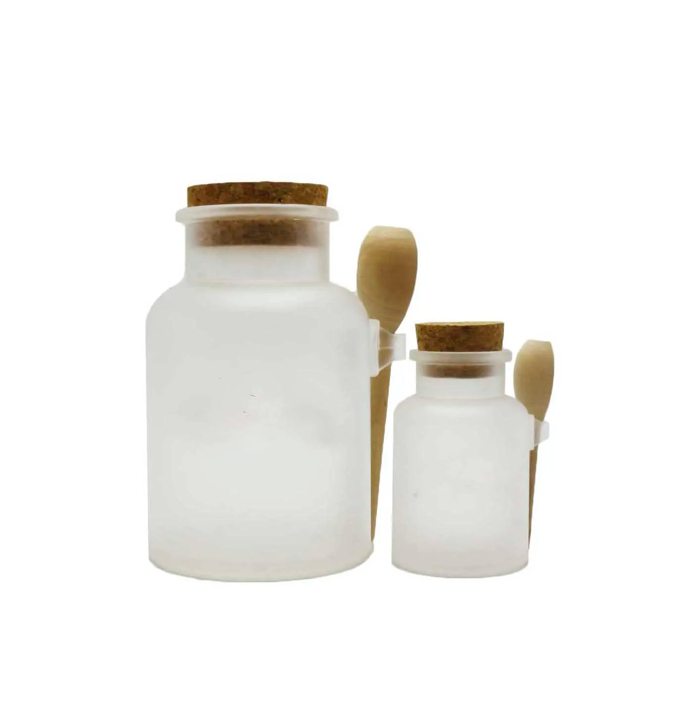Empty Bath Salt Container Bottles 100ml 200ml 300ml 500ml Cosmetic Frosted Body Scrub Plastic Jars with Wood Spoon