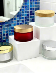 Frosted Amber clear OEM Custom Luxury Glass Jar Containers for Cosmetic Cream Night Cream Body Scrub Butter 200g 8oz A888