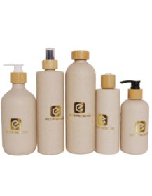 Eco-friendly Biodegradable 300ml Cosmetic Container 250ml 500ml Wheat Straw Hdpe Plastic Round Shampoo Bottle