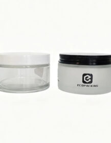 Custom Body Cream Jar 200g 200ml Clear Frosted Empty Wide Mouth Glass Jars Aluminum Lids for Cream Body Butter Cosmetics