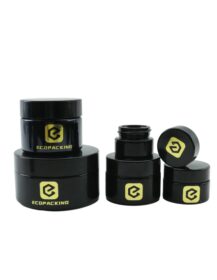 Luxury 15g 30g 50g 60g 100g 200g Dark Violet Black Glass Cosmetic Skincare Face Cream Jars Packaging with Flat Lids