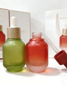 Wholesale 1oz 30ml Colorful Lantern Shape Bottle Frost Cosmetic Skincare Empty Glass Essential Oil Dropper Bottles