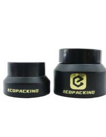 Manufacturer 15g/30g/50g Slope Shoulder Round Matte Screw Cosmetic Containers Cream Black Frosted Glass Cosmetic Jar