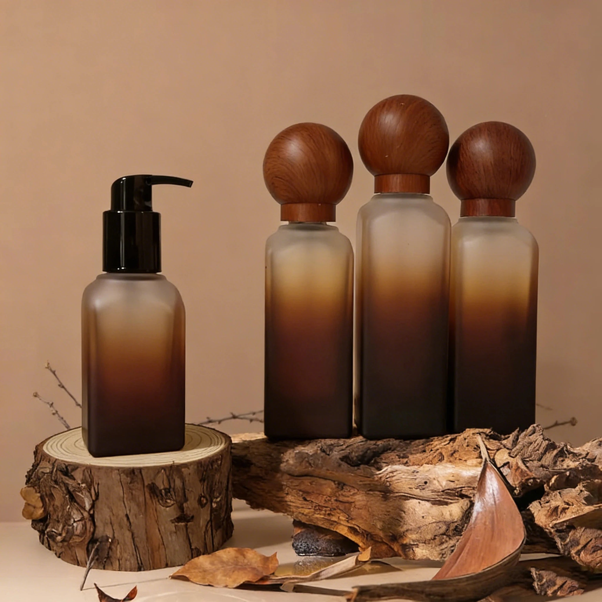 Wholesale Empty Cosmetic Glass Spray Bottles and 50g Jars Sets 100ml Skincare Packaging with Lotion Pump - 图片 3