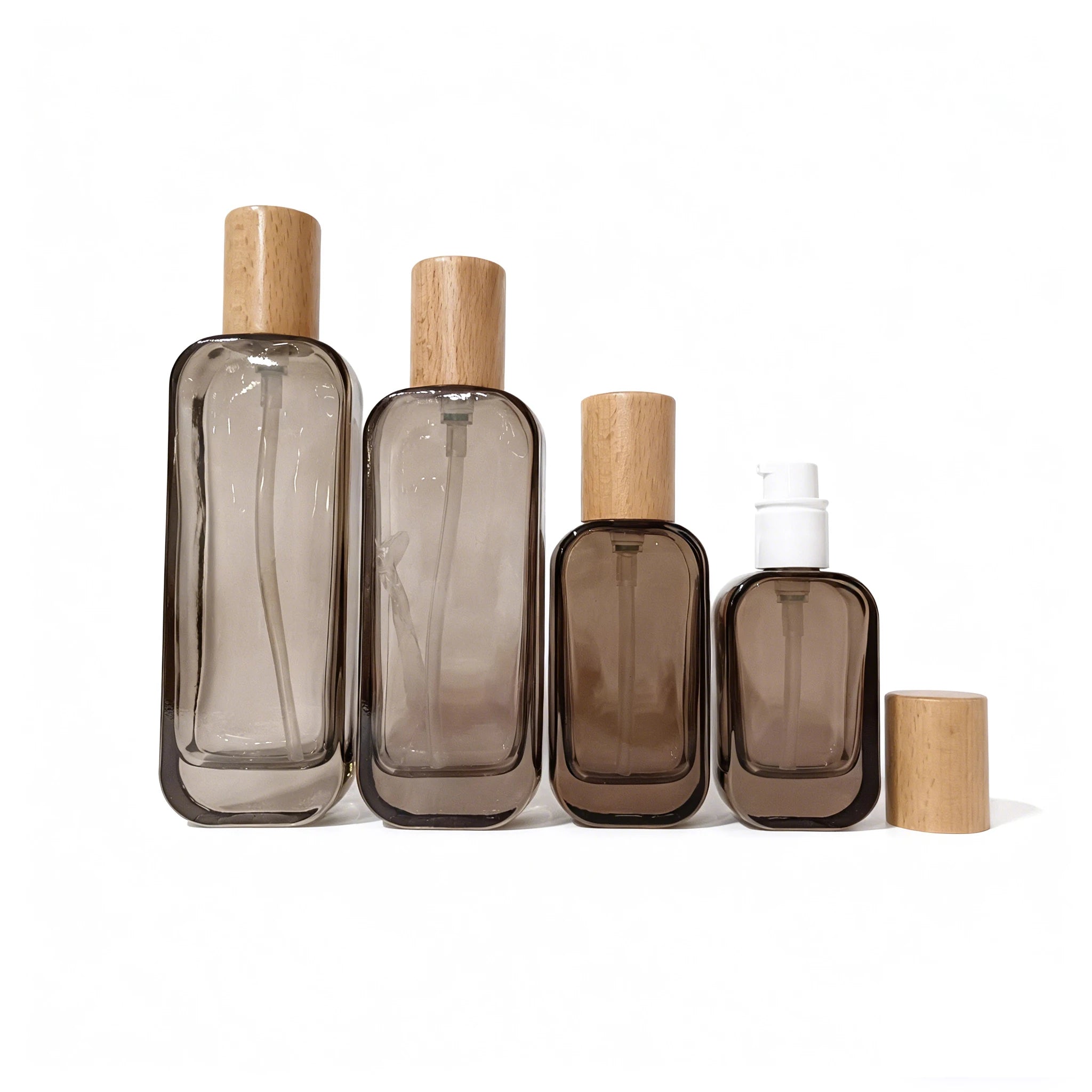 Luxury Glass Cosmetic Lotion Glass Pump Bottle Face Cream Jar with Bamboo Lid 20ml 30ml 50ml 100ml 120ml - 图片 3