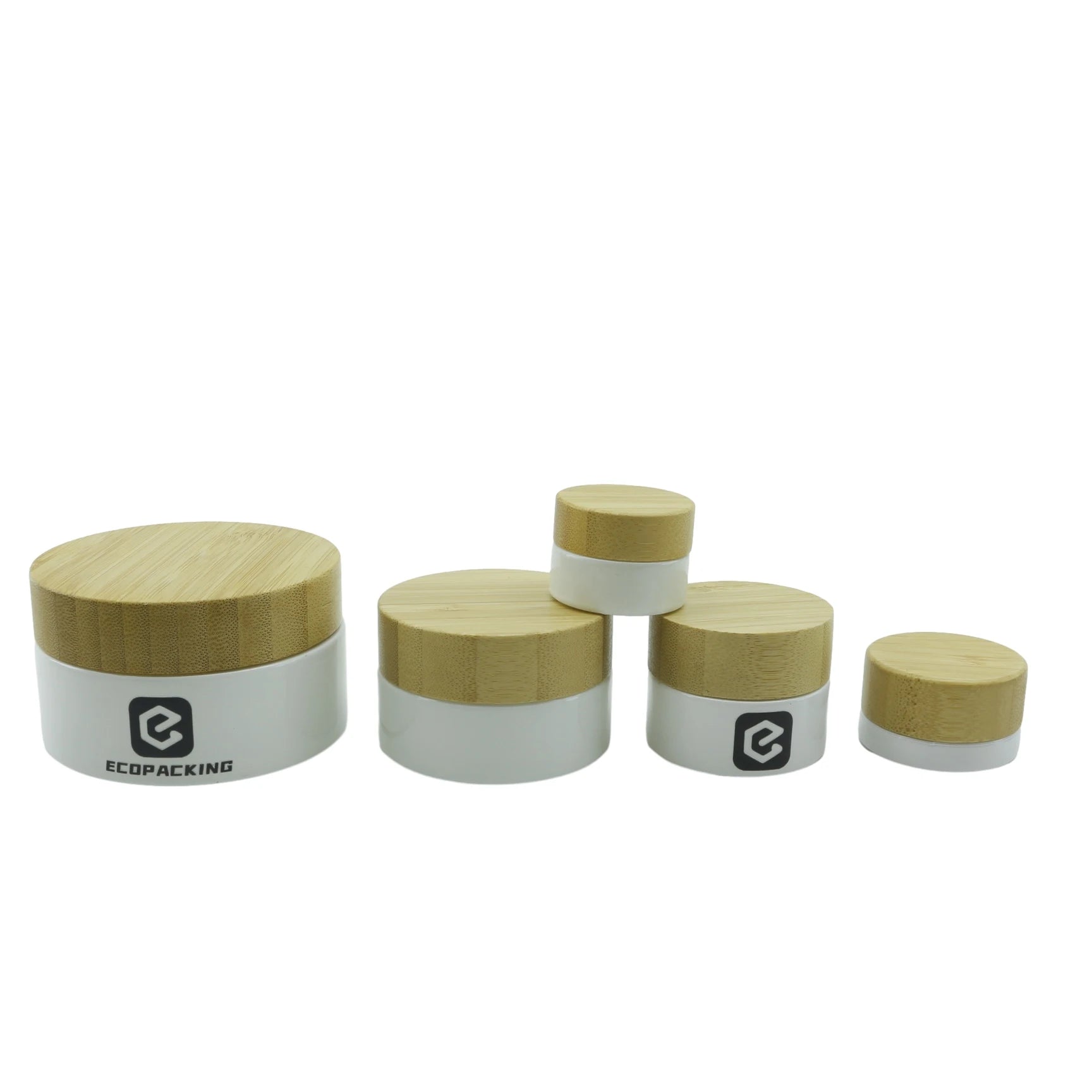 Cosmetic Body Butter Cream 5ml 15ml 30ml 50ml 100ml 200ml Frosted White Black Amber Green Glass Jar with Bamboo Lid for Cream - 图片 5