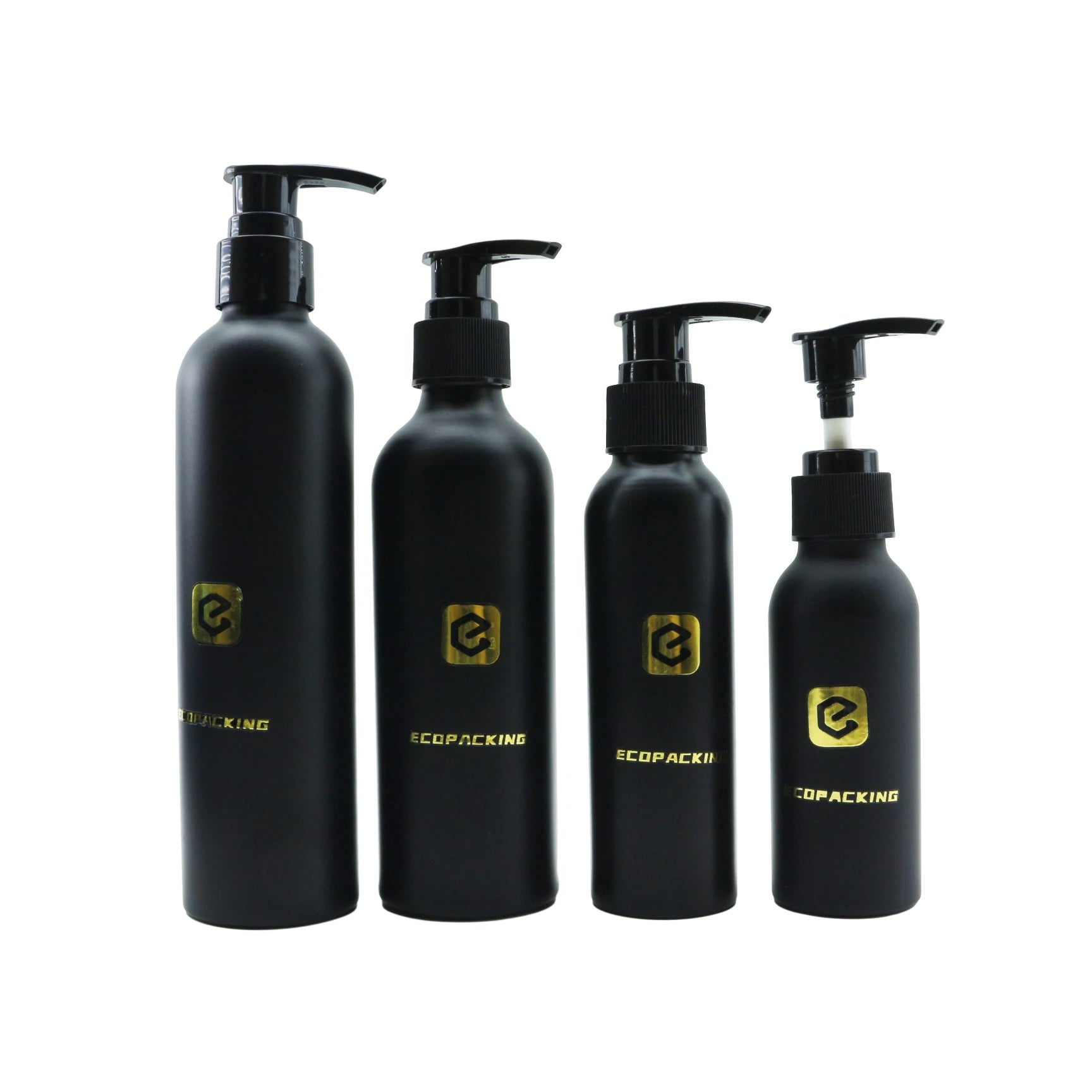 Matte Black Metal Cosmetic Shampoo Aluminum Lotion Pump Bottle 100ml 150ml 250ml 300ml 500ml