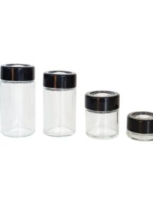 food grade clear transparent 5g 1oz 2oz 3oz luxury glass jar childproof magnifier lid for 3.5g dry flower packaging CR lid