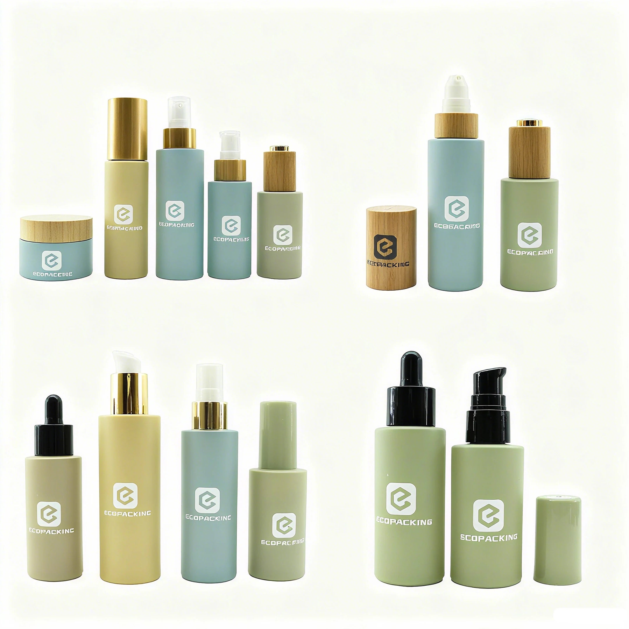 30ml 60ml Eco Flat Shoulder Glass Lotion Bottle Dropper Cap Face Cream Serum Toner Packaging - 图片 5