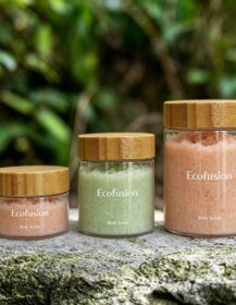 Natural Cosmetic Skincare Cream 50ml 150ml 250ml 500ml Plastic Body Scrub Jar with Bamboo Lid Packaging