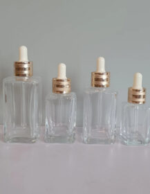 Square Custom Thick Bottom Essential Oil Bottle Empty clear Glass Dropper Bottle 100ml 75ml 50ml 30ml for Oil Serum Packing