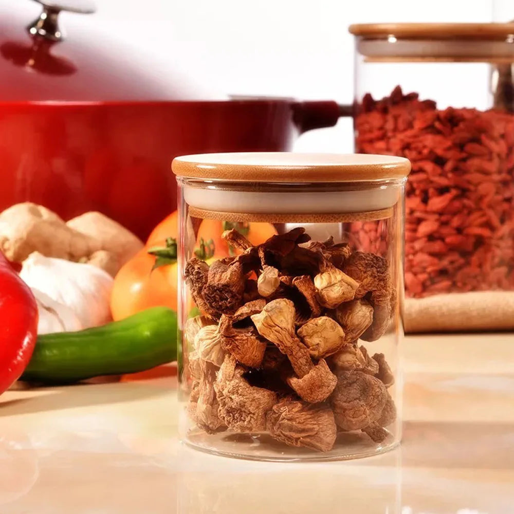Recycled Mini Small Transparent Clear Borosilicate Empty Round Glass Candle Container Jars with Bamboo Wooden Lid - 图片 3