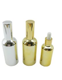 UV Gold Glass Oil Spray Bottle with Pump Mist Sprayer for Massage Oil Serum Perfume 5ml 10ml 15ml 20ml 30ml 50ml 100ml