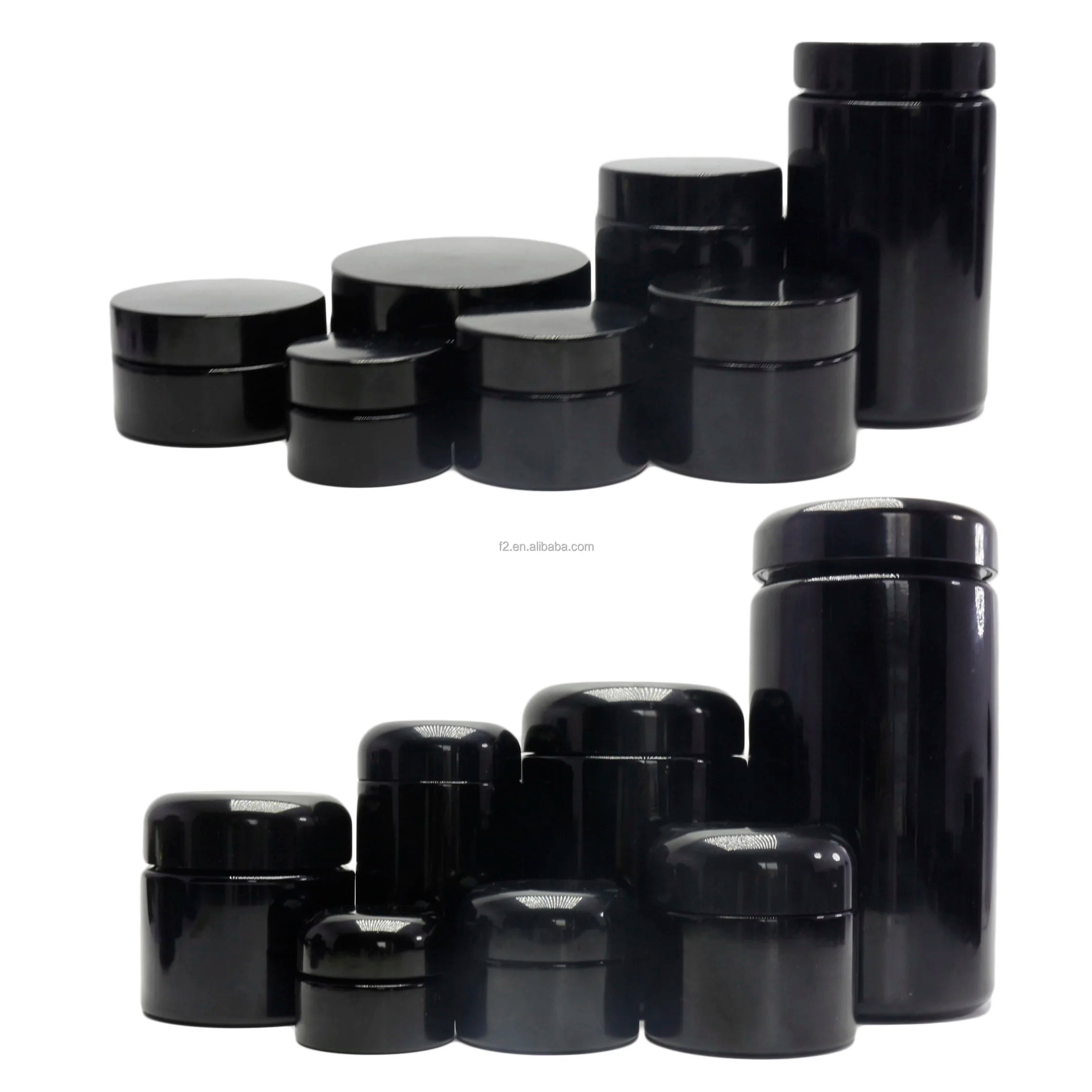 In Stock Black Glass Jar 5g 15g 30g 50g 100g 200g 250g 500g 1000g UV Dark Violet Glass Jar Smell Proof Refillable Cream Jar - 图片 7