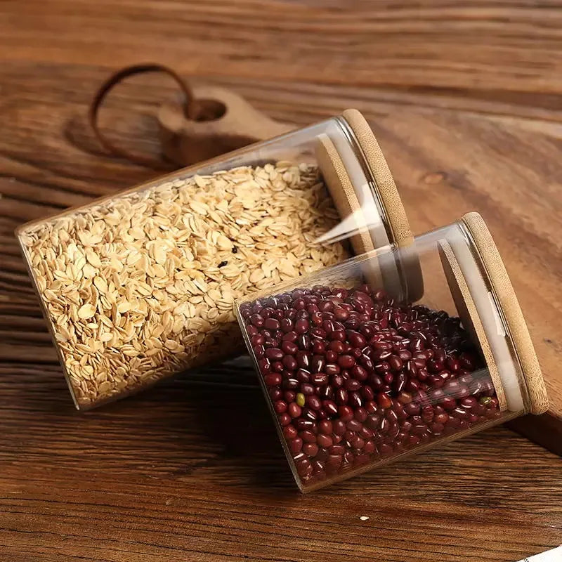 1800ml Eco-Friendly Glass Tea Storage Jar with Bamboo Lid Kitchen Food Storage Containers Set Screw Cap Sealing Packed in Carton - 图片 4