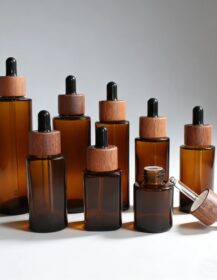 5ml 10ml 15ml 20ml 30ml 50ml 100ml Luxury Amber Essential Oil Glass Dropper Bottle With Bamboo Lid for Cosmetic Serum