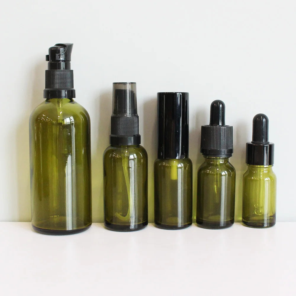 10ml 30ml 50ml 100ml Perfume Spray Bottle Green Skin Care Glass Bottle Cosmetic Packaging with Pump Spray - 图片 6