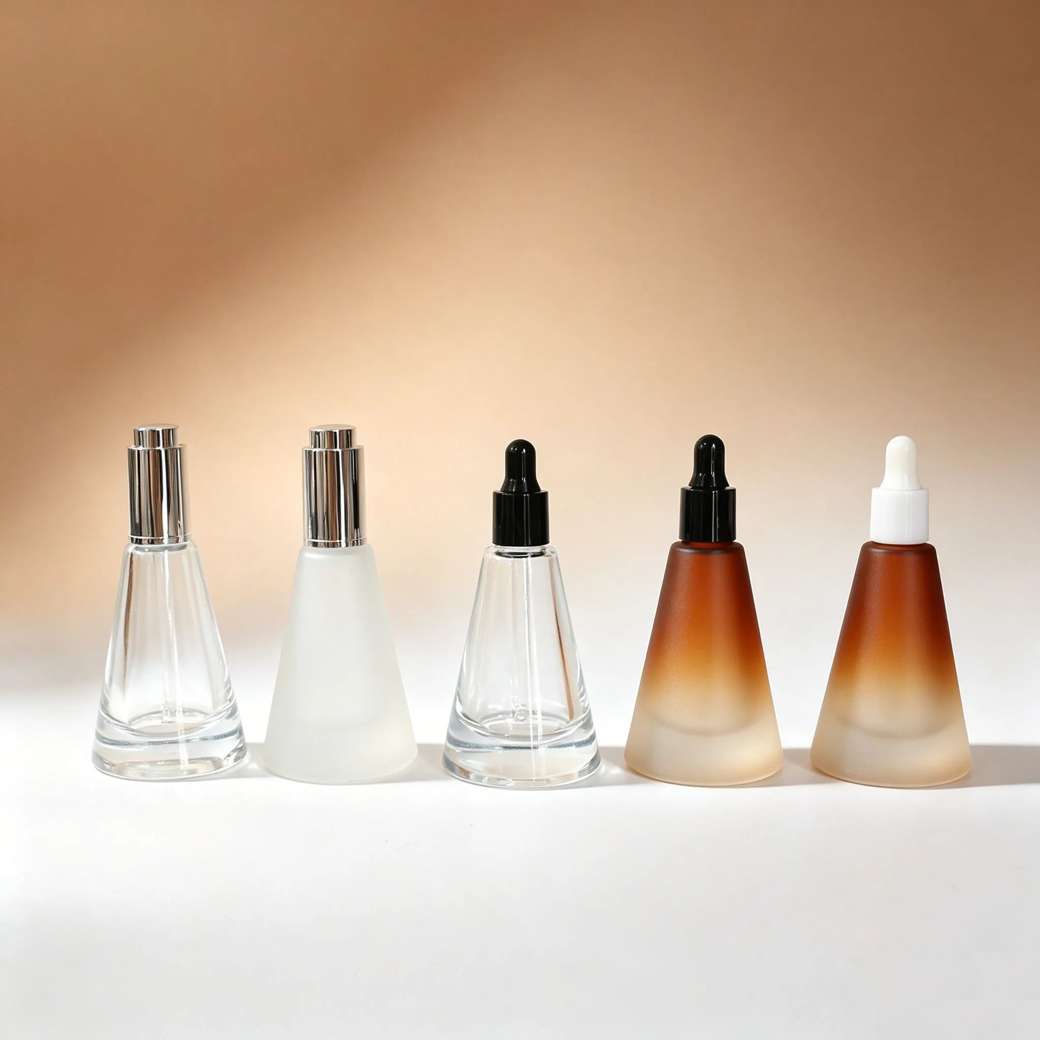 Wholesale 15ml Empty Glass Dropper Bottles Cone Shape Vials for Skincare Serum Essential Oil Perfume Packaging