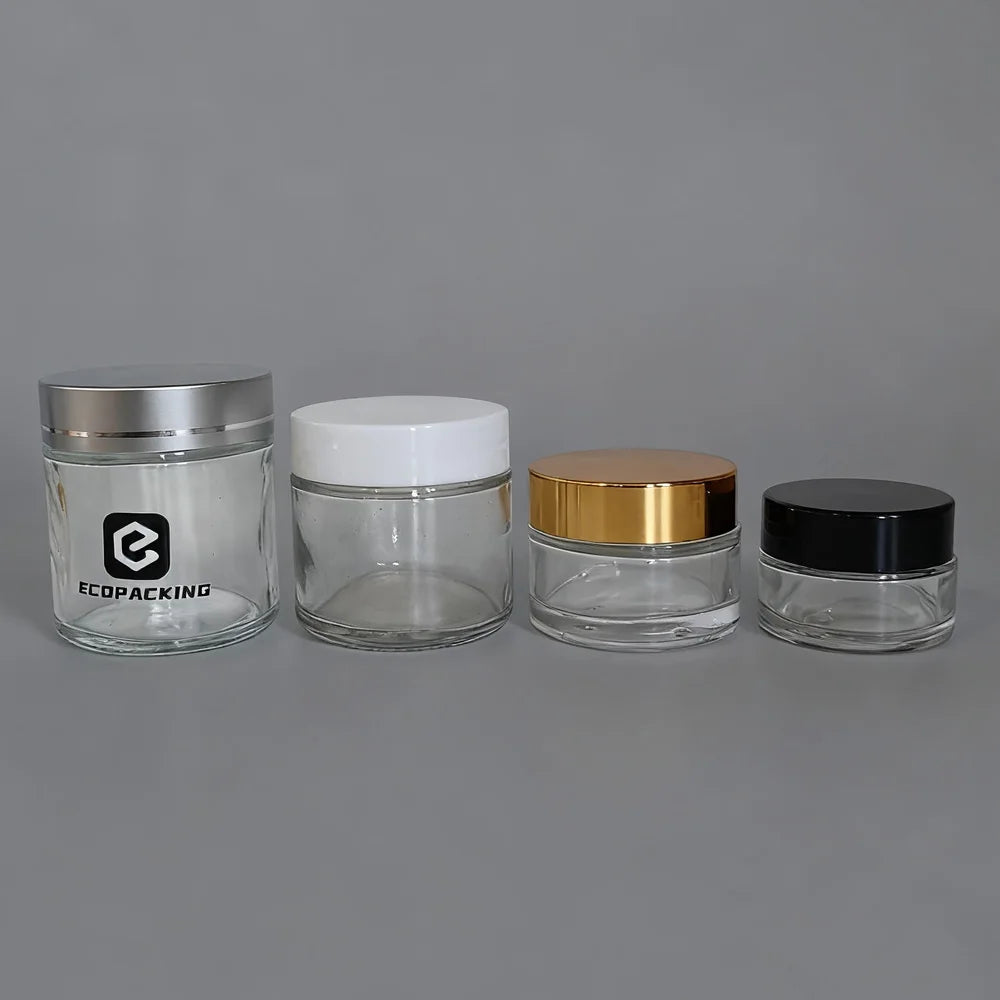 Wide Mouth Clear Cosmetic Glass Jars Transparent Mini 5ml 10ml 15ml 30ml 50ml 100ml Glass Eye Face Cream Jar with Gold Lid - 图片 5