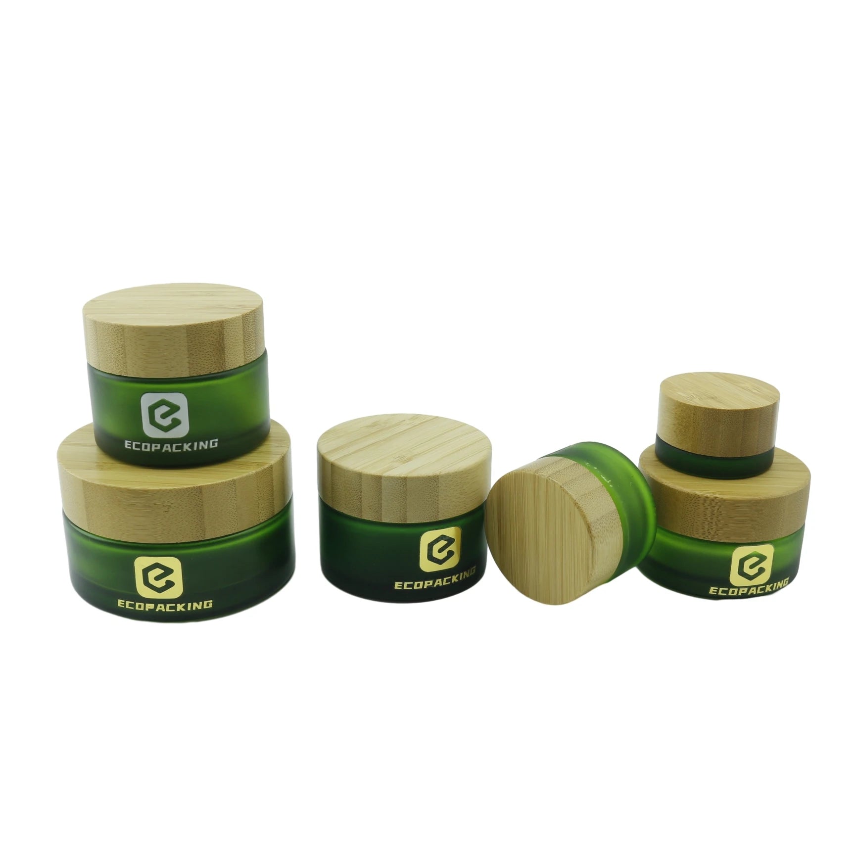 100g 200g clear Green Amber Cosmetic Frosted Glass Jars Bamboo Packaging with Bamboo Lid - 图片 7